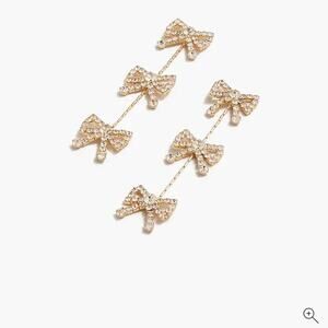 J.Crew Long crystal bow statement earrings
